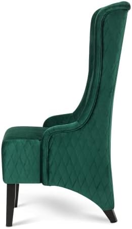 Throne Chair for Living Room Modern High Back Upholstered Green Fabric Chair Wingback Dining Chairs with Wooden Legs Mysterious Gothic Decor for Home Office Dining Room Table Head Chairs
