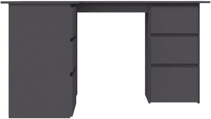 L-Shaped Writing Desk Corner Computer Desk with Drawer and Shelves 57.1in Study Table Workstation for Home Office Multipurpose PC Laptop Table Work Table Office Desk (Gray)
