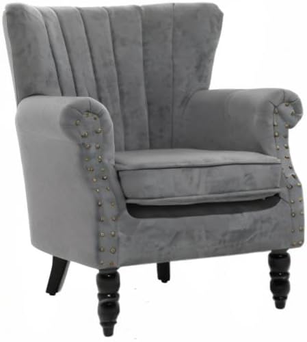 Sweetcrispy Modern Armchair for Living Room Accent Chair Upholstered Arm Chair Linen Fabric Single Sofa Chair with Solid Wood Legs for Small Spaces Apartment Office Bedroom Decor