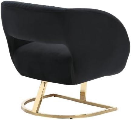 Upholstered Tufted Chair Recliner Chair for Adults with Metal Stand Textured Linen Fabric Sofa for Kids Bedroom Living Room (Black)