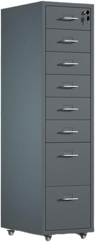 File Cabinets Metal File Data Organizer Multifunctional Office Storage Drawer Cabinet 8 Layer Large Capacity File Cabinet with Lock File Storage Cabinets(Gris)