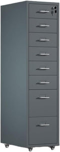 File Cabinets Metal File Data Organizer Multifunctional Office Storage Drawer Cabinet 8 Layer Large Capacity File Cabinet with Lock File Storage Cabinets(Gris)