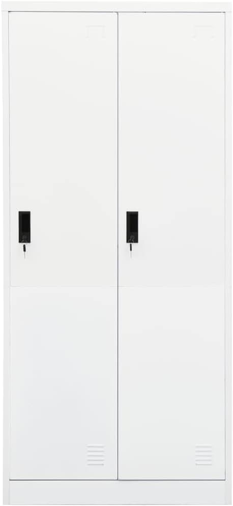 Steel Storage Wardrobe Cabinet Locker with Lock Door White Metal Wardrobe Armoire Closet with Hanging Rod for Office Home School EmployeeGymFire Department (Style F) -AA