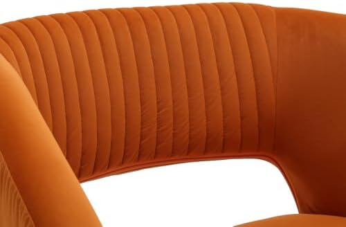 Upholstered Tufted Chair Recliner Chair for Adults with Metal Stand Textured Linen Fabric Sofa for Kids Bedroom Living Room (Orange)
