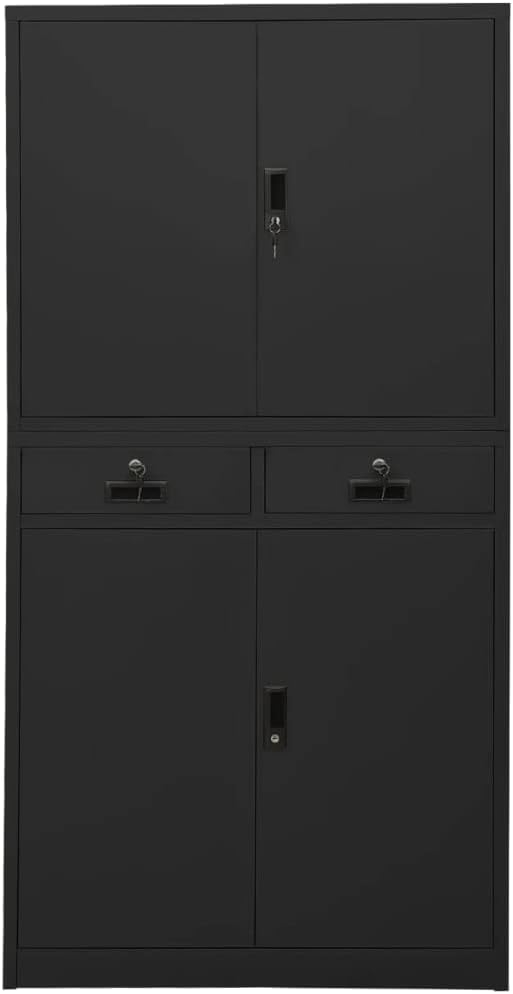 Metal Office Cabinet 70.9 Tall Steel Lockable File CabinetLocking Tool Cabinet Garage Steel Storage Cabinet for Home Office Anthracite 35.4x15.7x70.9 Steel(G)