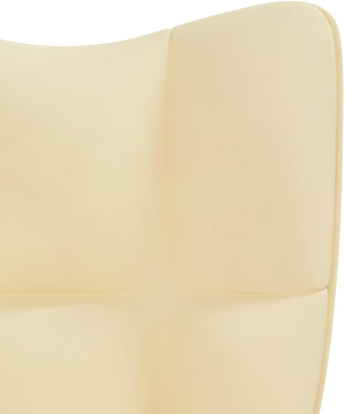 Floor Chair Arm Chair Living Room ChairsSleeper Sofa Relaxing Chair with a Stool Cream White Velvetfor Apartment Living and Home Office