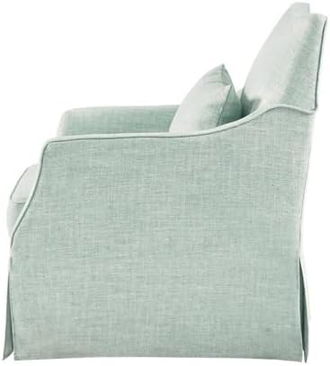 Martha Stewart 360° Mint Swivel Chair Modern Classic Skirted Armchair with Soft Removable Seat Cushions and Lumbar Pillow Rust Resistant Metal Swivel Base for Living Room Bedroom