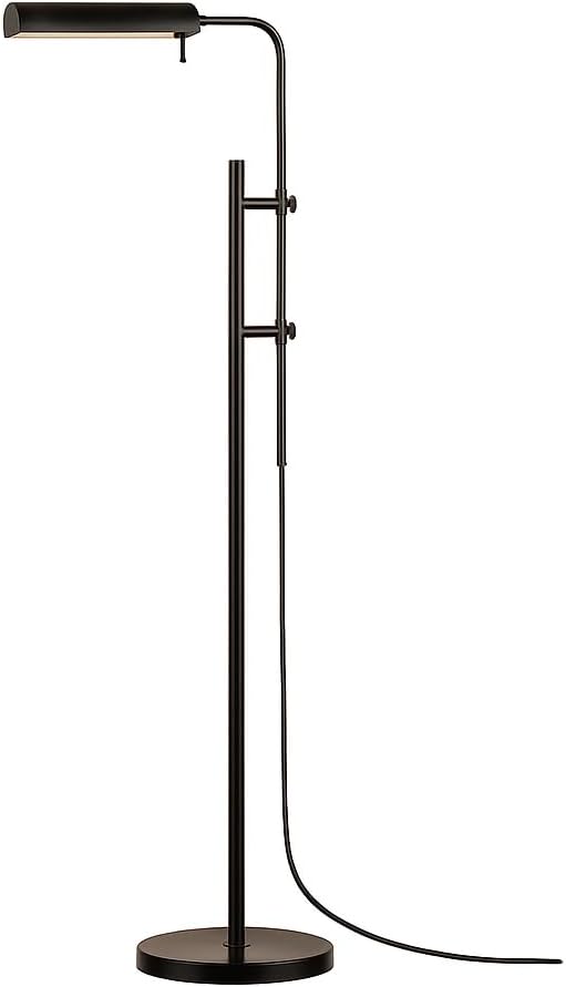 O'Bright Cedric Adjustable Pharmacy Floor Lamp - Industrial Design for Reading Crafting Work - 10W LED Height 45-61 inches - Ideal for Living Room Bedside Office - Black