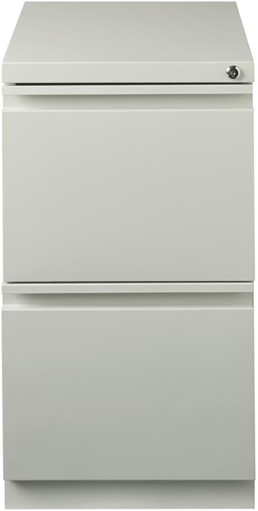 BOWERY HILL Mobile Pedestal Filing Cabinet 2-Drawer File/File Configuration Stainless Steel Metal Light Gray Finish 27.75 H x 15 W x 19.88 D Lockable Letter-Size Files Office Storage