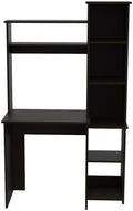 Black Desk with 5 Shelves &amp Superior Storage - Industrial Home Office Computer Desk