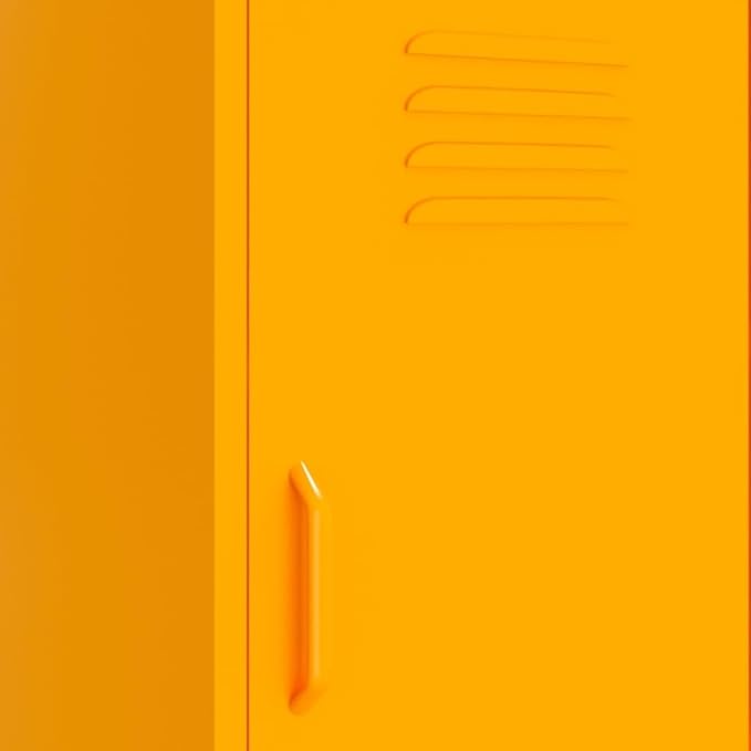 Metal Storage Cabinet with Single Doors and 2 Adjustable Shelves Steel Garage Storage Cabinet File Cabinet Counter Cabinet for Home GarageSchool 16.7x13.8x40 Mustard Yellow -AA