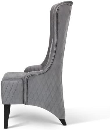 High Back Dining Chairs Living Room Chairs Upholstered Gray Fabric Accent Wingback Armchair Muebles para El Dormitorio with 9.8 Thicked Padded Seat Wooden Legs Mysterious Gothic Decor