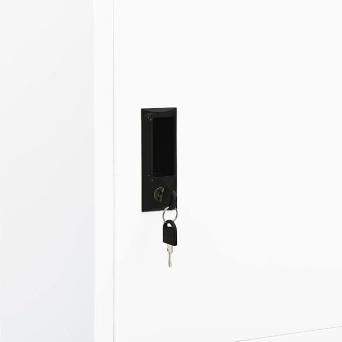Steel Storage Wardrobe Cabinet Locker with Lock Door White Metal Wardrobe Armoire Closet with Hanging Rod for Office Home School EmployeeGymFire Department (Style F) -AA