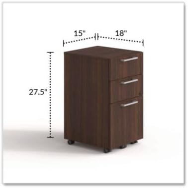 Alera Seville Series Mobile Pedestal Left/Right 3-Drawer: Box/Box/File Legal Mahogany 15 x 18 x 27