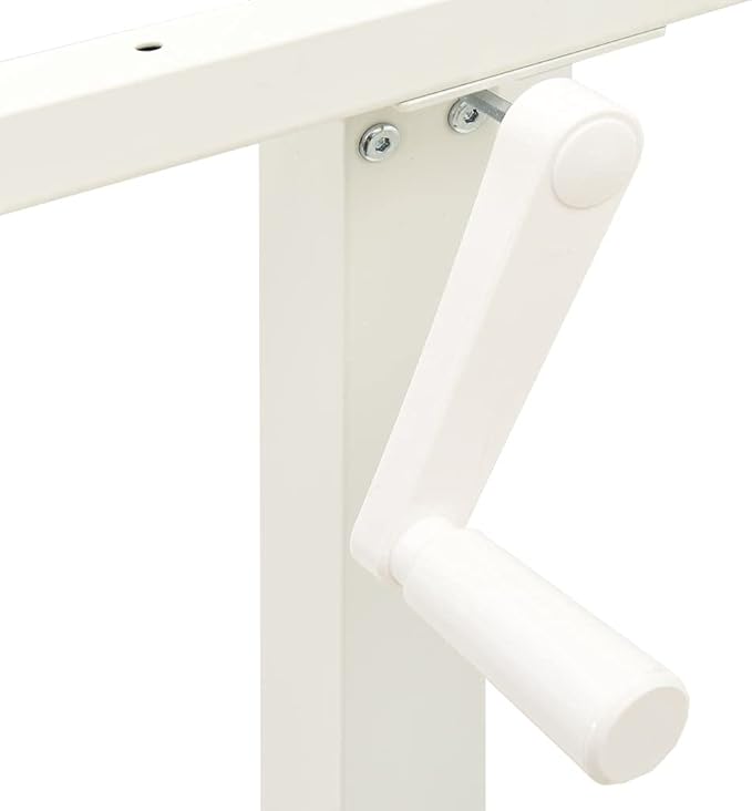 vidaXL Standing Desk Frame Adjustable Desk Legs with Hand Crank System Stand up Desk Base Standing Frame for Computer Desks Home Office White