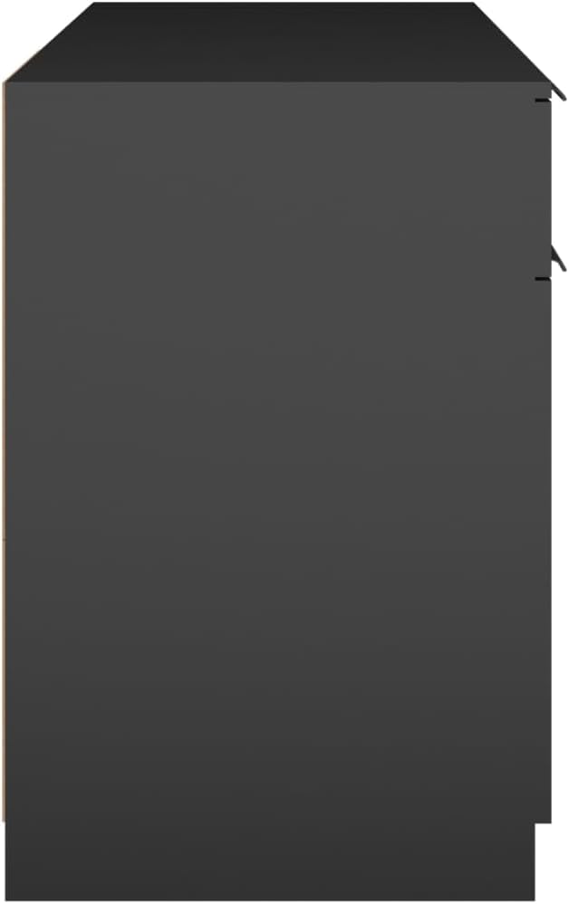 vidaXL Modern Desk with Storage - Engineered Wood - Black Color - Perfect for Home Office Living Room or Bedroom