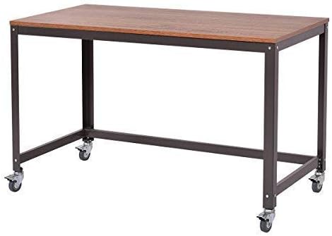 COSTWAY Computer Wood Portable Compact Simple Style Study Writing Desk Workstation 4 Smooth Wheels Home Office Collection Work Table Brown