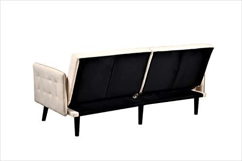 Sora 78 Modern Convertible Sofa Bed - Reclining 2-Seater to Full Sleeper w/Linen Upholstery - Space Saving Sofa Bed with Wooden Legs (78 L x 35 W x 35 H) Beige