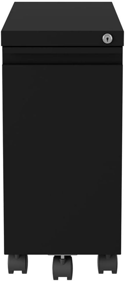 Hirsh 10 Wide 20 Deep Narrow Mobile Zip Pedestal File Cabinet with Hidden Drawer in Black