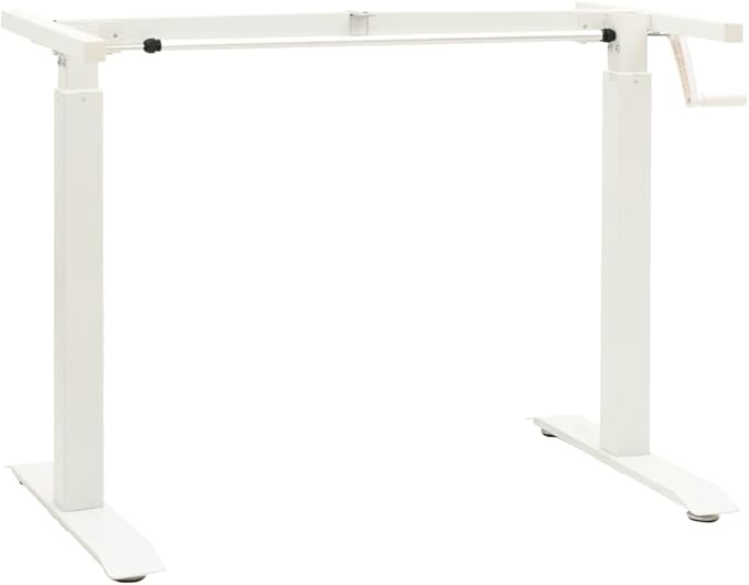 vidaXL Standing Desk Frame Adjustable Desk Legs with Hand Crank System Stand up Desk Base Standing Frame for Computer Desks Home Office White
