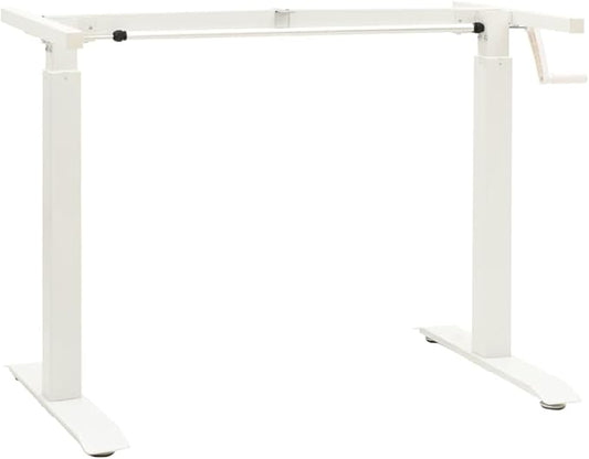 vidaXL Standing Desk Frame Adjustable Desk Legs with Hand Crank System Stand up Desk Base Standing Frame for Computer Desks Home Office White