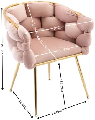 Luxury Modern Simple Leisure Velvet Single Sofa Chair Bedroom Lazy Person Household Dresser Stool Manicure Table Back Chair (Pink + Velvet-1)