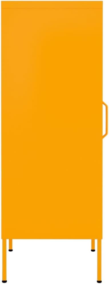 Metal Storage Cabinet with Single Doors and 2 Adjustable Shelves Steel Garage Storage Cabinet File Cabinet Counter Cabinet for Home GarageSchool 16.7x13.8x40 Mustard Yellow -AA