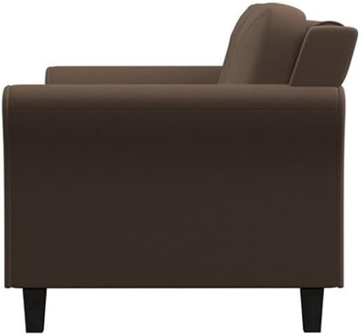 BOWERY HILL Transitional Set of 2 Solid Hardwood Frame Brown Microfiber Upholstered Stationary Sofa &amp Loveseat with Tufted Back Cushions