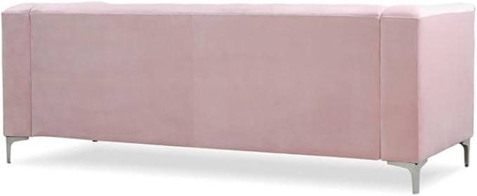 Glory Furniture Pompano Velvet Upholstered Sofa in Pink