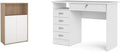 Pemberly Row Set of 2 Home Computer Office Desk &amp 3-Shelf Adjustable Bookcase