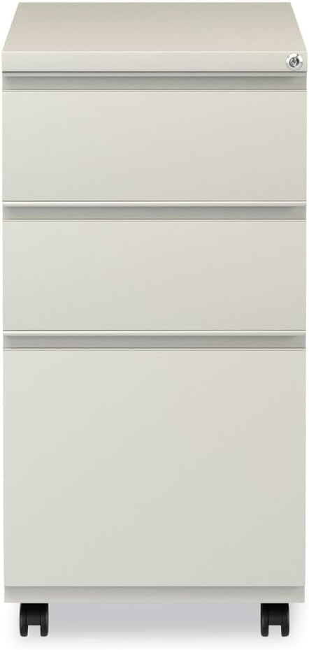 Alera PBBBFPY Three-Drawer Metal Pedestal File with Full-Length Pull 14 7/8w x 19 1/8d Putty