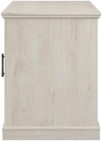Bush Furniture Lennox 60W Farmhouse Desk with Storage and Keyboard Tray in Linen White Oak | Computer Table for Home Office Workspace