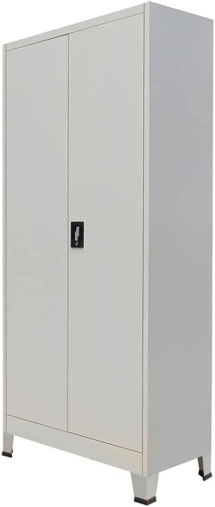 Steel File Cabinet with 2 Doors 35.4x15.7x70.9 Gray Office Storage Cabinet with Adjustable Shelves and Locking System for Home Office Organization