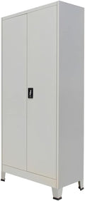 Steel File Cabinet with 2 Doors 35.4x15.7x70.9 Gray Office Storage Cabinet with Adjustable Shelves and Locking System for Home Office Organization