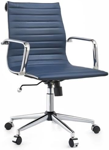 Office Chair Swivel Seat with Armrests and Wheels Comfortable Adjustable Gaming Seat for Adults Heavy Duty Work Chair for Home Office Navy 22.83in Seat