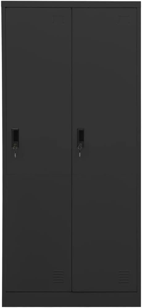 Steel Storage Wardrobe Cabinet Locker with Lock Door Anthracite Metal Wardrobe Armoire Closet with Hanging Rod for Office Home School EmployeeGymFire Department (Style F)