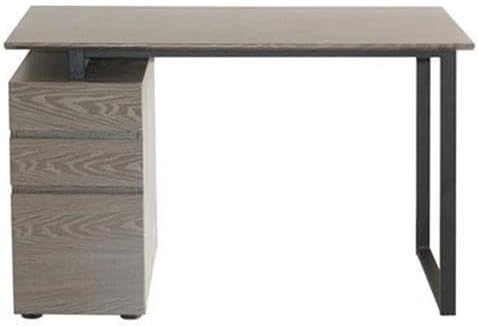 Pemberly Row 48 Reversible Home Office Desk Gray Wood Finish MDF and Steel Construction 3 Drawers with 1 File Cabinet Modern Design Compact Workspace for Home or Office Use
