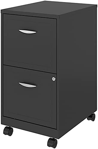 Pemberly Row 2-Drawer Mobile Metal Filing Cabinet Gray Finish 26.7 H X 14.25 W X 18 D Lockable Letter-Size Storage Smooth Glide Suspension Easy Roll Casters for Home or Office Use