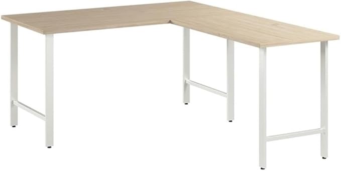 Bush Business Furniture Hustle 60W x 30D L Shaped Computer Desk with Metal Legs in Natural Elm Modular Corner Table for Home and Professional Office