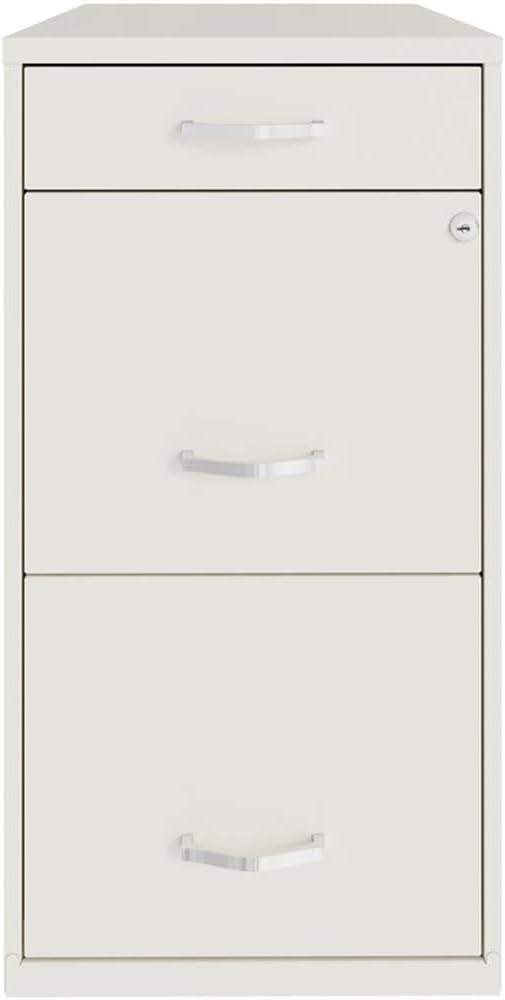 UrbanPro 3-Drawer Metal Organizer Filing Cabinet 27.32 H x 14.25 W x 18 D Pearl White Finish Locking File Drawers for Letter-Size Files Smooth Glide Suspension Home or Office Storage Solution