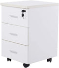 Wooden Office Filing Cabinet with Lock Three-Layer Drawer Movable Home Storage Cabinet Study Cabinet File Cabinet (D)