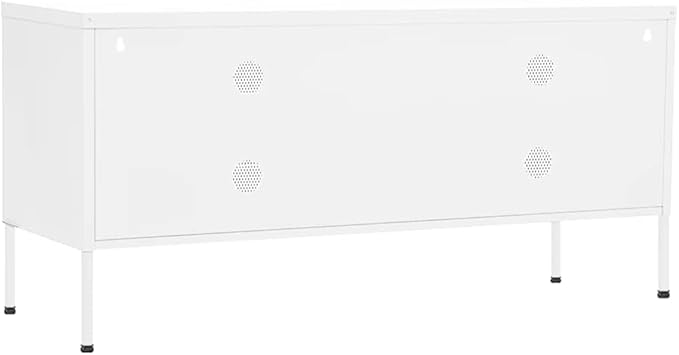 vidaXL Industrial Steel TV Cabinet - White | and Durable TV Stand with Adjustable Levelers and Ample Storage | 41.3x13.8x19.7
