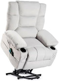 Electric Power Lift Recliner Chair Recliner Sofa for Elderly Heat and Massage2 Cup Holders Recliners Chairs for Living Room Infinite Position and Double 2 Side Pocket (Light Grey)