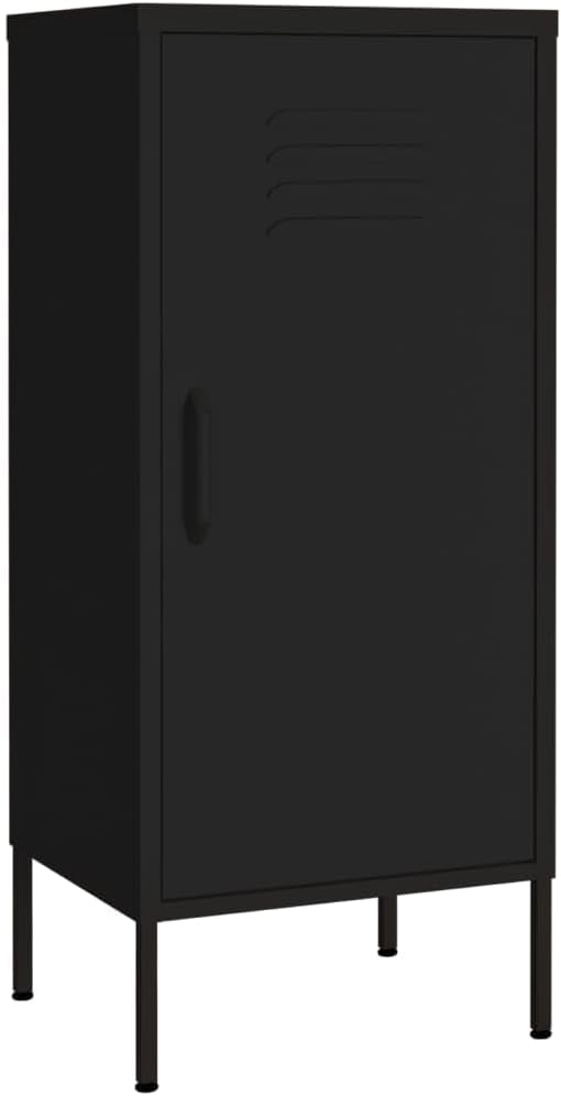 Metal Storage Cabinet with Single Doors and 2 Adjustable Shelves Steel Garage Storage Cabinet File Cabinet Counter Cabinet for Home Office Garage Gym School 16.7x13.8x40 Black -AA