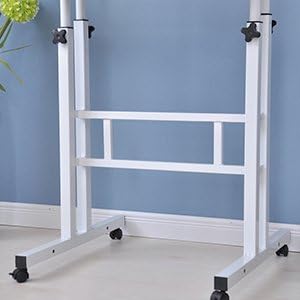 soges Mobile Standing DeskAdjustable Height Roling Sit-Stand Desk Small Standing Computer Desk Workstation on Wheels Sit Stand Up Desk for Home Office Oak