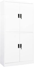 Metal Office Cabinet Garage Storage Cabinet with 4 Doors and Adjustable Shelves 70.9 White Steel Lockable File CabinetLocking Tool Cabinets for OfficeHome (Style B) -AA