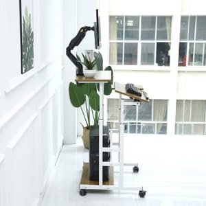 UNICOO Portable Standing Desk on Wheels Height Adjustable Mobile Workstation Versatile for Home Office Rolling Sit to Stand Design Ergonomic - (U101-AO)