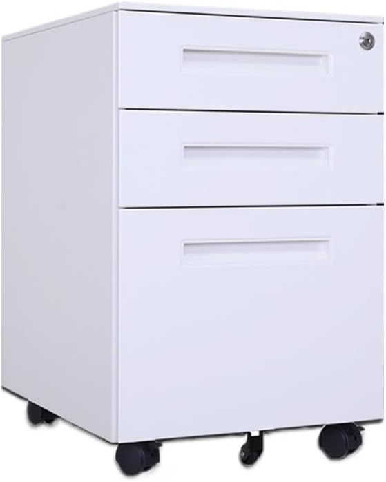 File Cabinets Color Steel Mobile File Cabinet Under Desk Thick Storage Three Drawers with Wheels File Storage Cabinets(White)