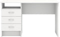 Stylish White Desk with Three Drawers and Open Shelf for Home Office