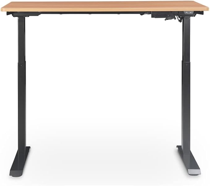 UrbanPro Electric Height Adjustable Standing Desk 47 in x 24 in Light Brown Finish Motorized Lift System Ergonomic Home Office Desk for Sitting or Standing Large Desktop Supports Up to 110 lbs